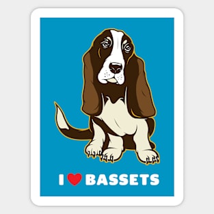 I Love Bassets Dog Art Sticker